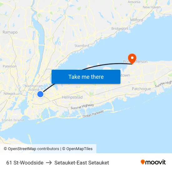 61 St-Woodside to Setauket-East Setauket map