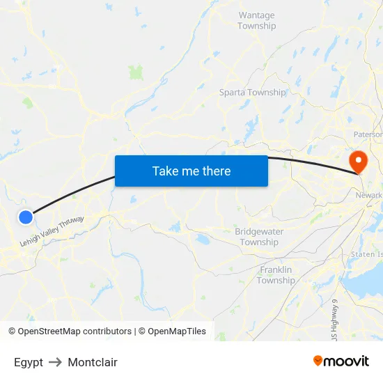 Egypt to Montclair map
