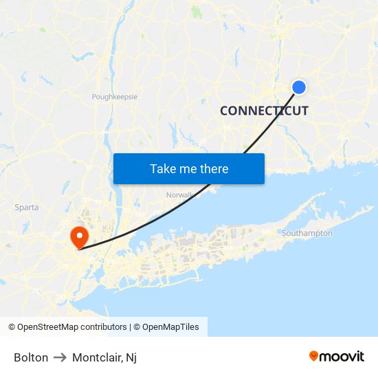 Bolton to Montclair, Nj map