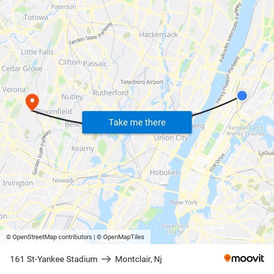 Montclair Boonton Line Map 161 St-Yankee Stadium, Bronx To Montclair, Nj, New York - New Jersey With  Public Transportation