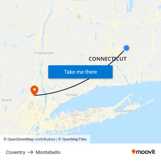 Coventry to Montebello map