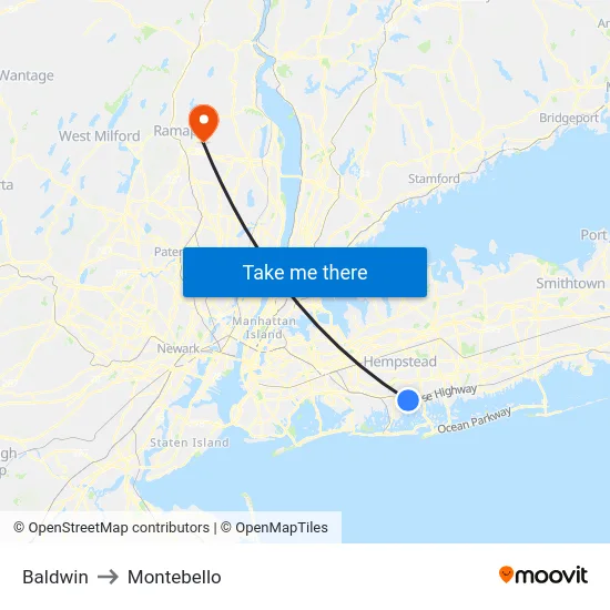 Baldwin to Montebello map