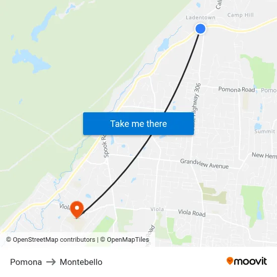 Pomona to Montebello map