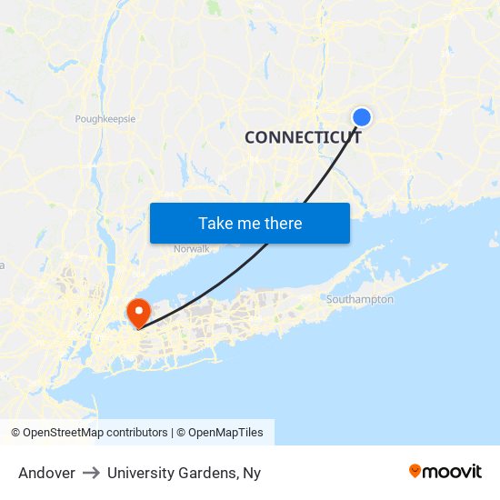 Andover to University Gardens, Ny map