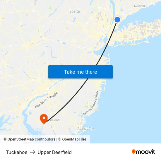 Tuckahoe to Upper Deerfield map