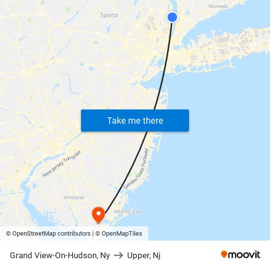 Grand View-On-Hudson, Ny to Upper, Nj map