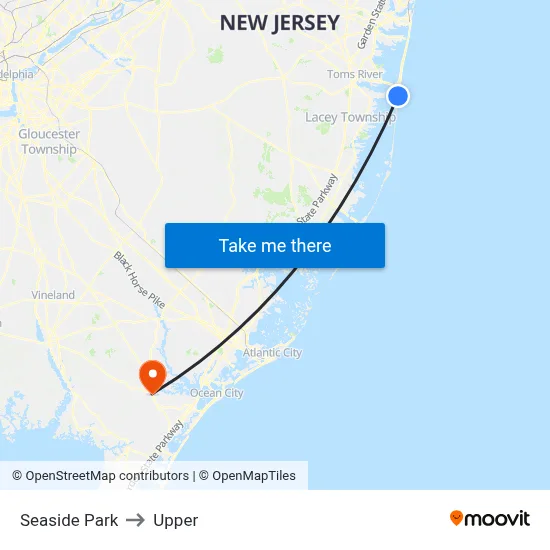 Seaside Park to Upper map