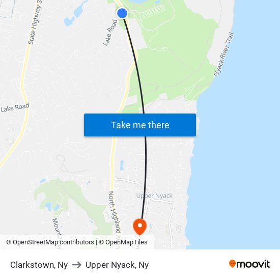 Clarkstown, Ny to Upper Nyack, Ny map