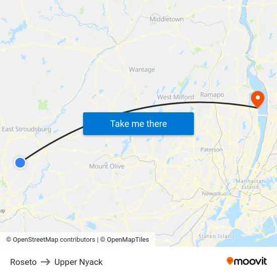 Roseto to Upper Nyack map