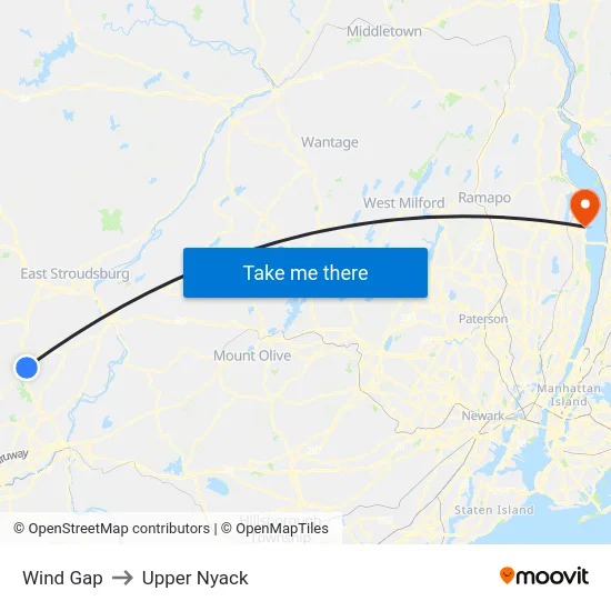 Wind Gap to Upper Nyack map