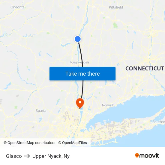 Glasco to Upper Nyack, Ny map
