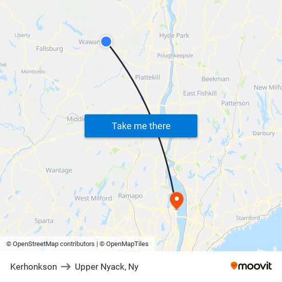 Kerhonkson to Upper Nyack, Ny map