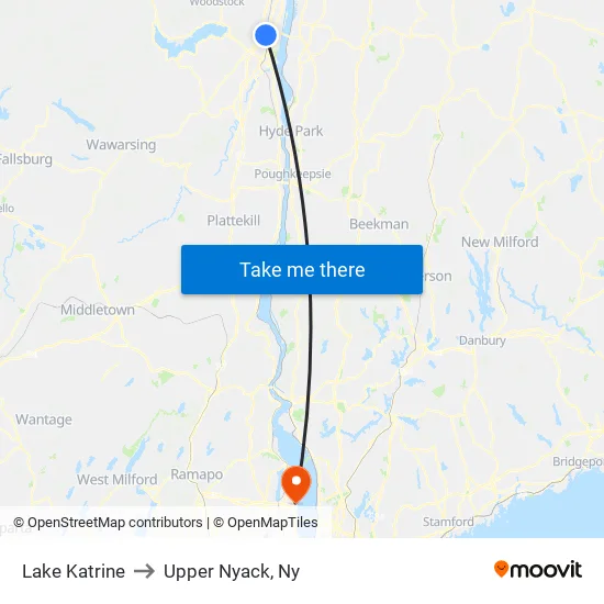 Lake Katrine to Upper Nyack, Ny map