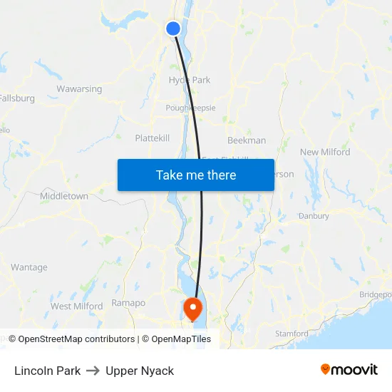 Lincoln Park to Upper Nyack map