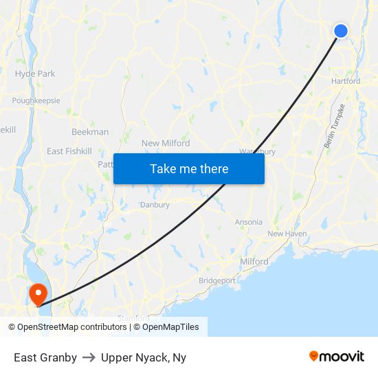 East Granby to Upper Nyack, Ny map