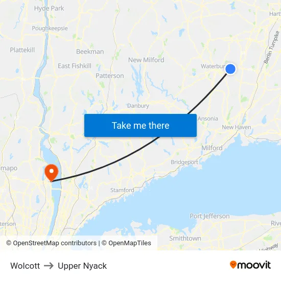 Wolcott to Upper Nyack map