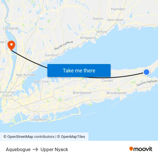 Aquebogue to Upper Nyack map