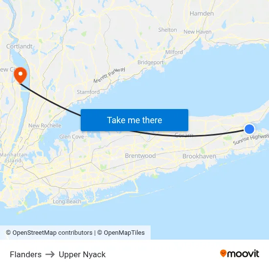 Flanders to Upper Nyack map