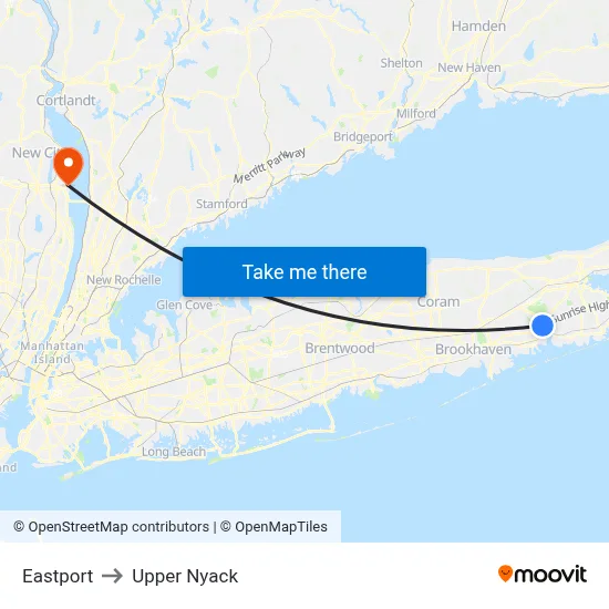 Eastport to Upper Nyack map