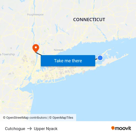 Cutchogue to Upper Nyack map