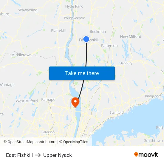 East Fishkill to Upper Nyack map