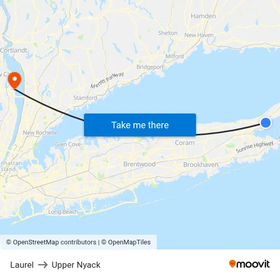Laurel to Upper Nyack map