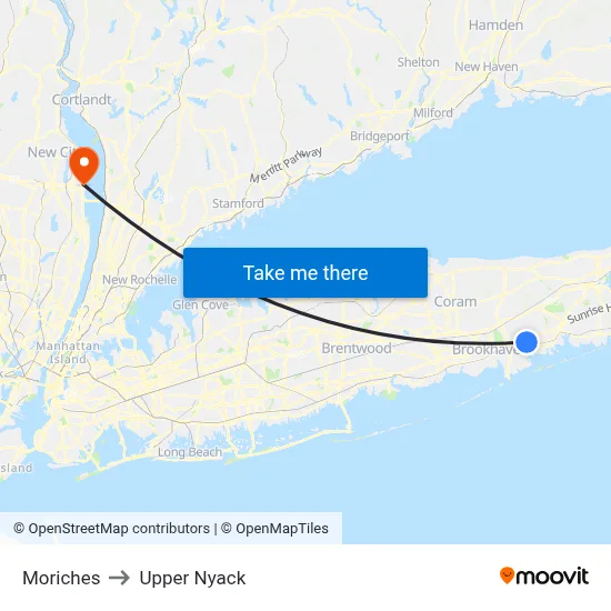Moriches to Upper Nyack map