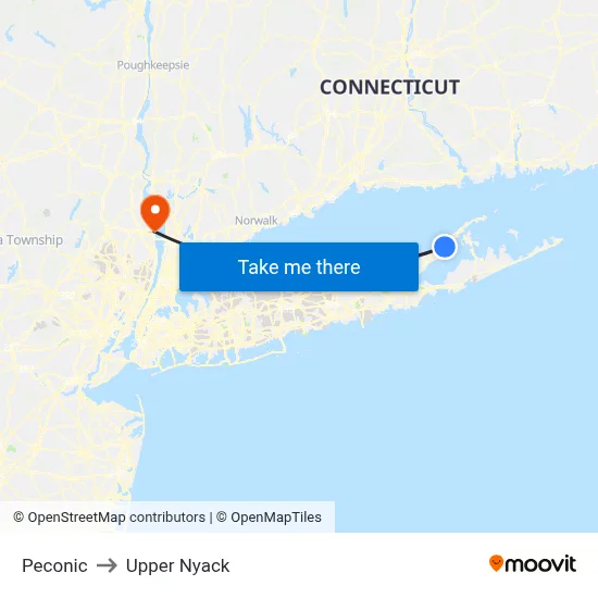 Peconic to Upper Nyack map