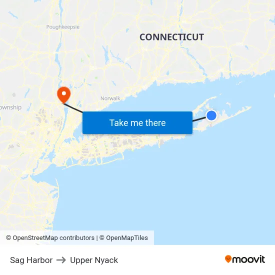 Sag Harbor to Upper Nyack map