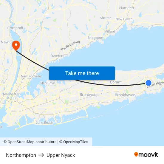 Northampton to Upper Nyack map