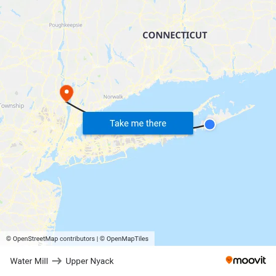 Water Mill to Upper Nyack map