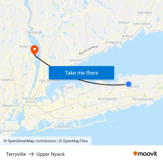 Terryville to Upper Nyack map
