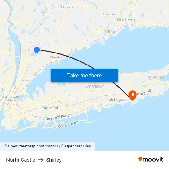 North Castle to Shirley map