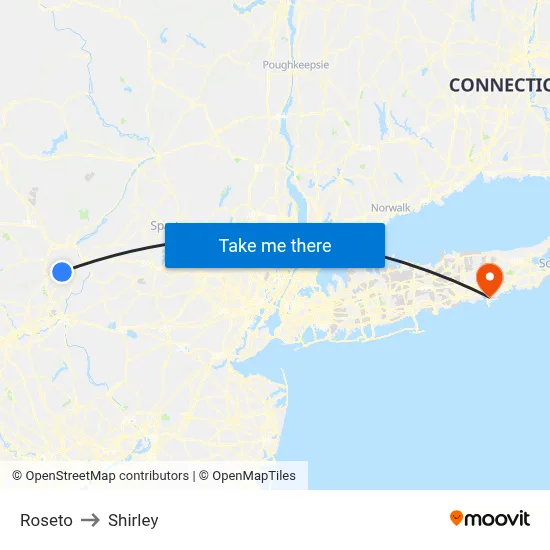 Roseto to Shirley map