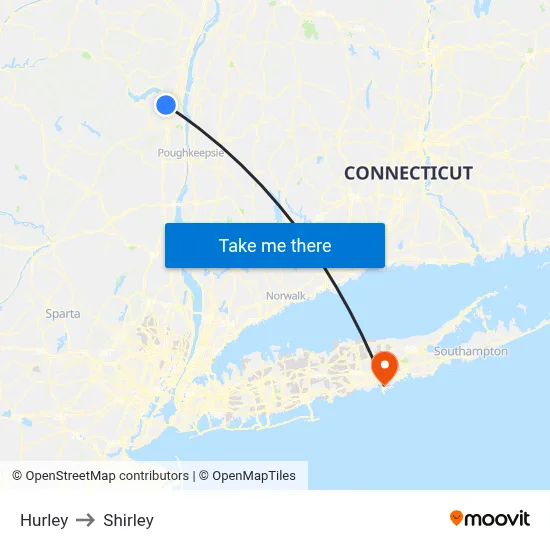 Hurley to Shirley map