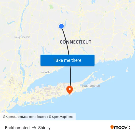 Barkhamsted to Shirley map