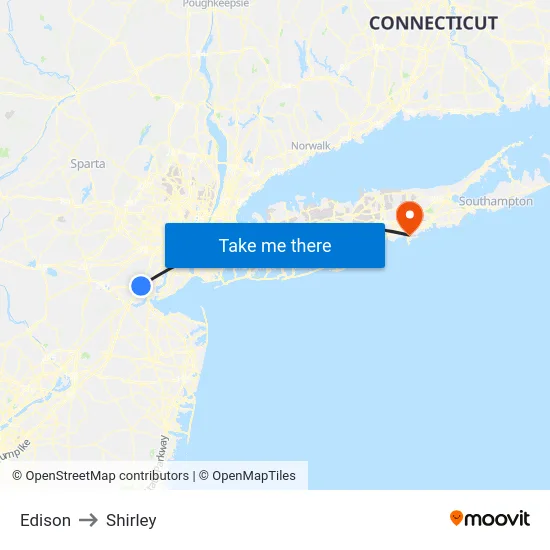 Edison to Shirley map