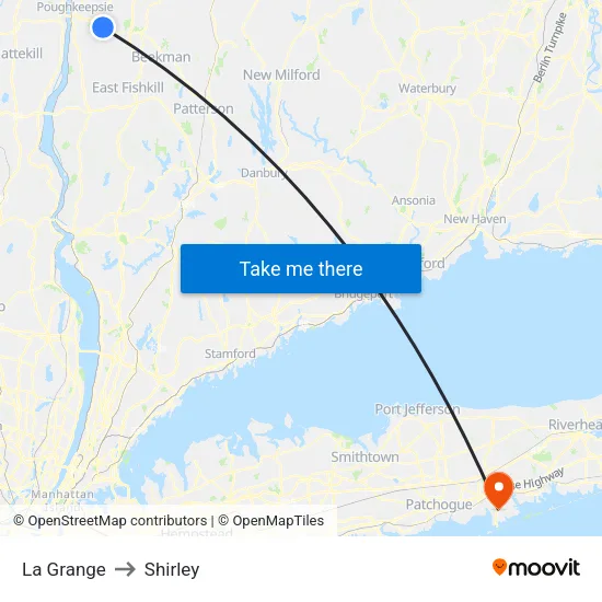 La Grange to Shirley map