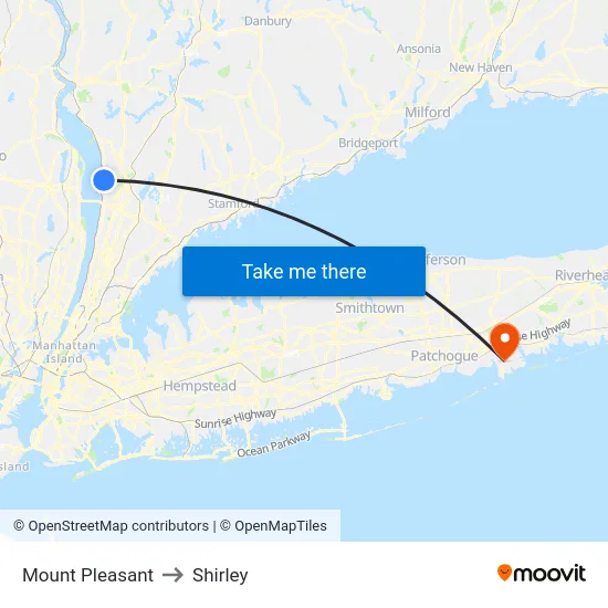 Mount Pleasant to Shirley map
