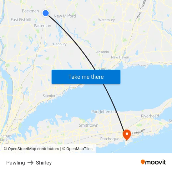 Pawling to Shirley map