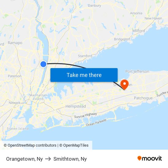 Orangetown, Ny to Smithtown, Ny map