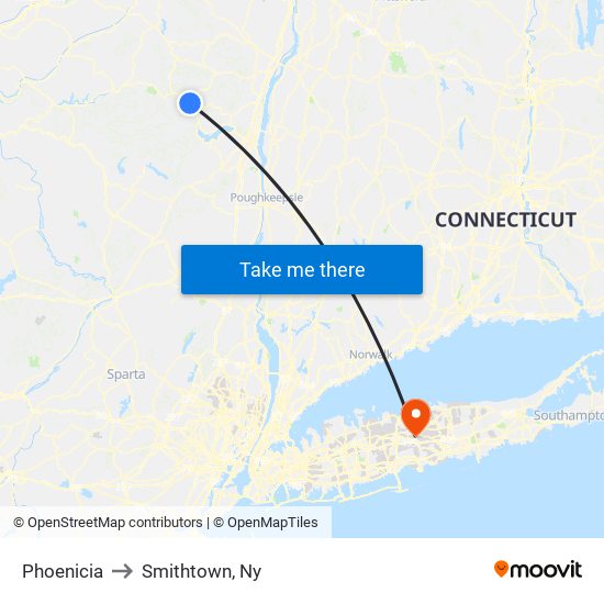 Phoenicia to Smithtown, Ny map