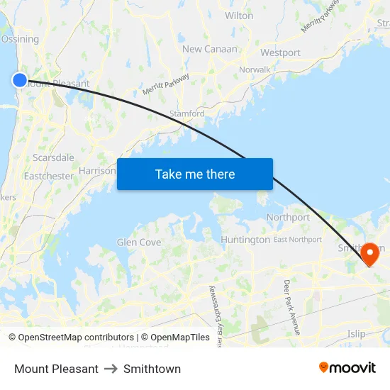 Mount Pleasant to Smithtown map