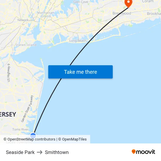 Seaside Park to Smithtown map