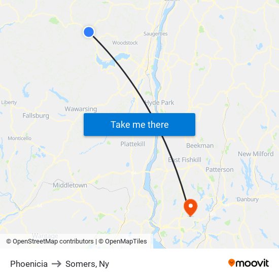 Phoenicia to Somers, Ny map