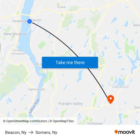 Beacon, Ny to Somers, Ny map