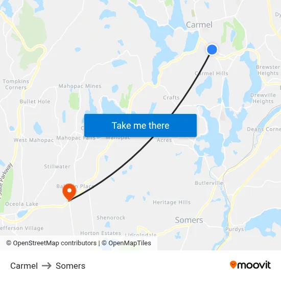 Carmel to Somers map