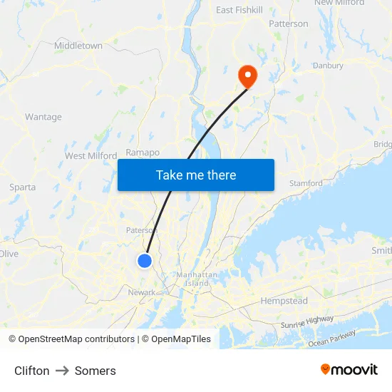 Clifton to Somers map