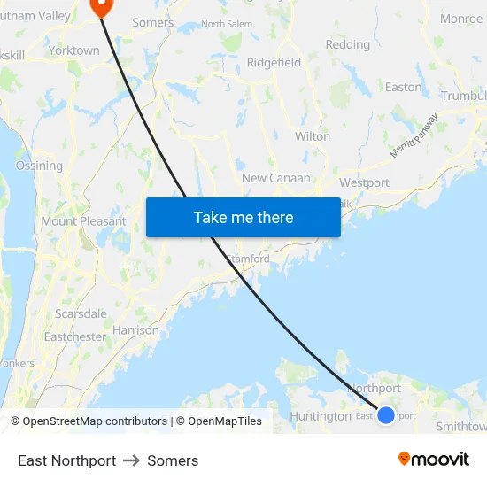 East Northport to Somers map