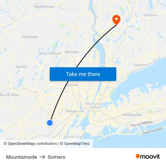 Mountainside to Somers map